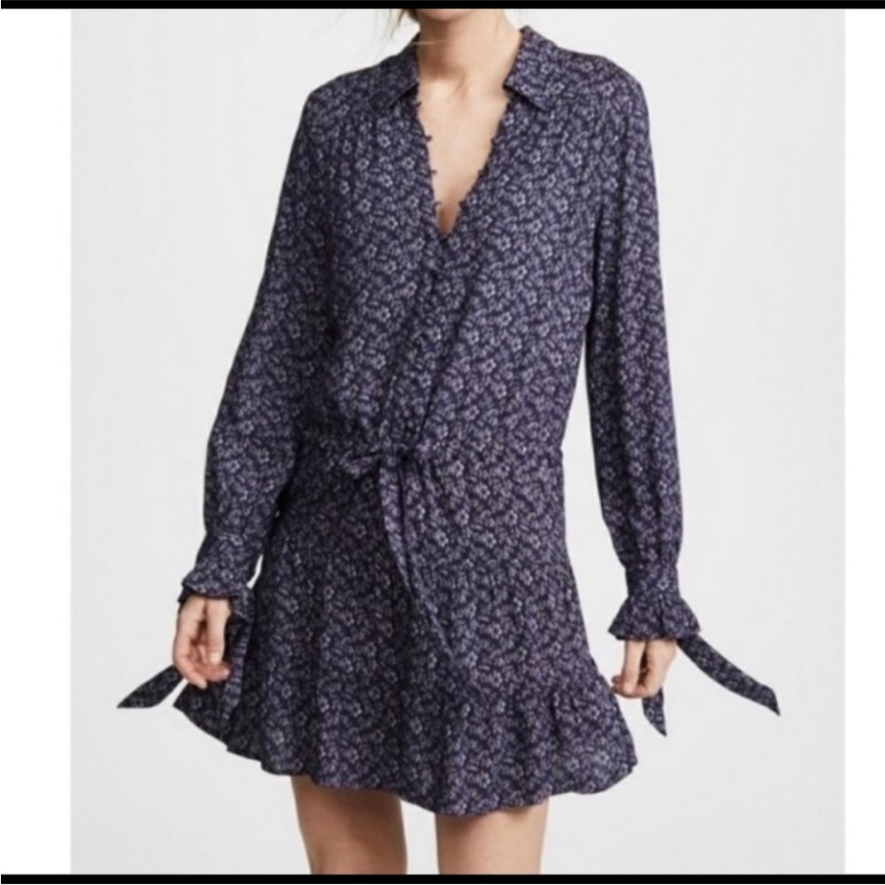 PAIGE Denisa Flounce Mini Dress | Navy | Medium